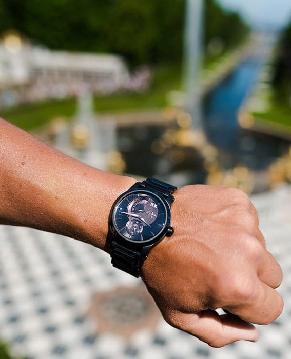 L'Duchen L'Duchen Aerostat D 237.70.35,  швейцария мужские часы на браслете сталь + pvd + керамика боковой вид